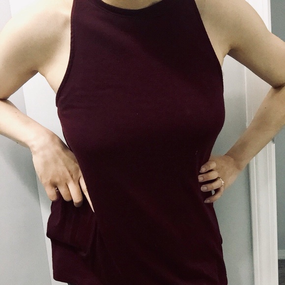 Maroon Burgundy Halter Neck Top - Picture 2 of 6